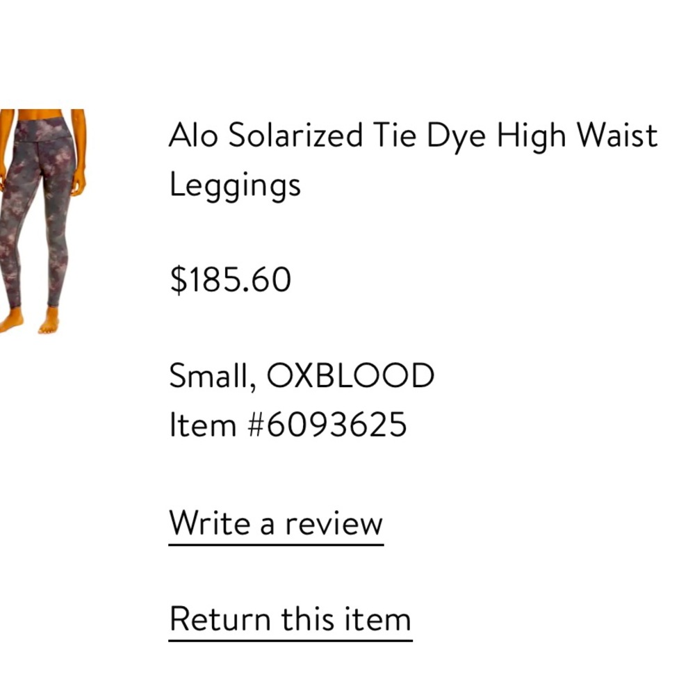 Alo leggings size S in mint condition